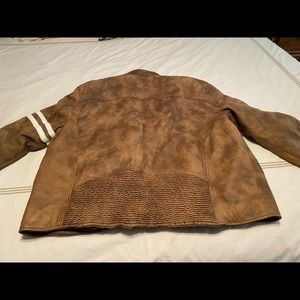 Brown worn leather Bomber Jacket 2XL